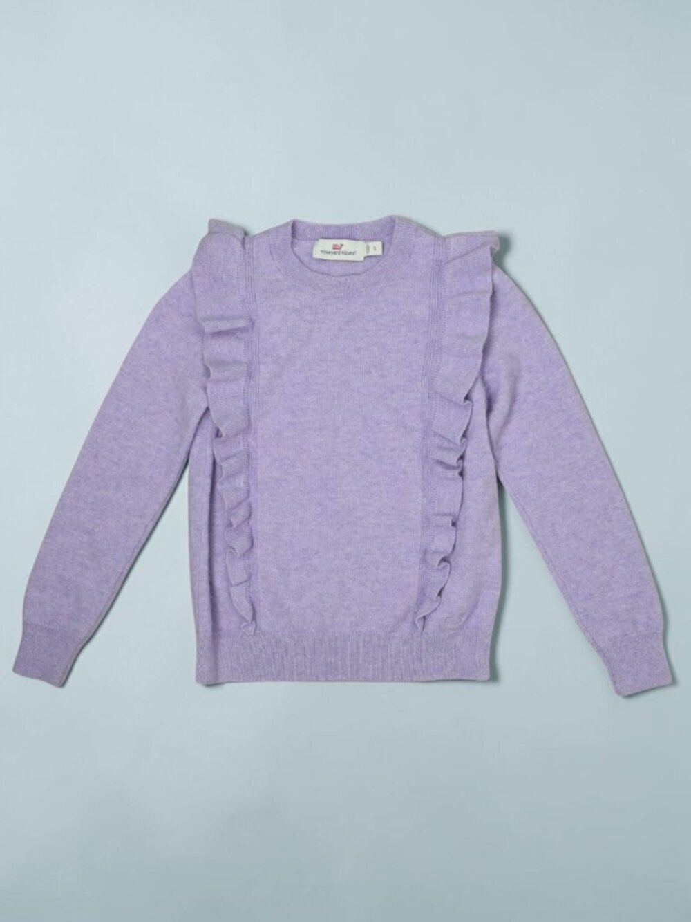 VINEYARD VINES GIRL'S LILAC RUFFLE SWEATER MERINO WOOL CASHMERE BLEND